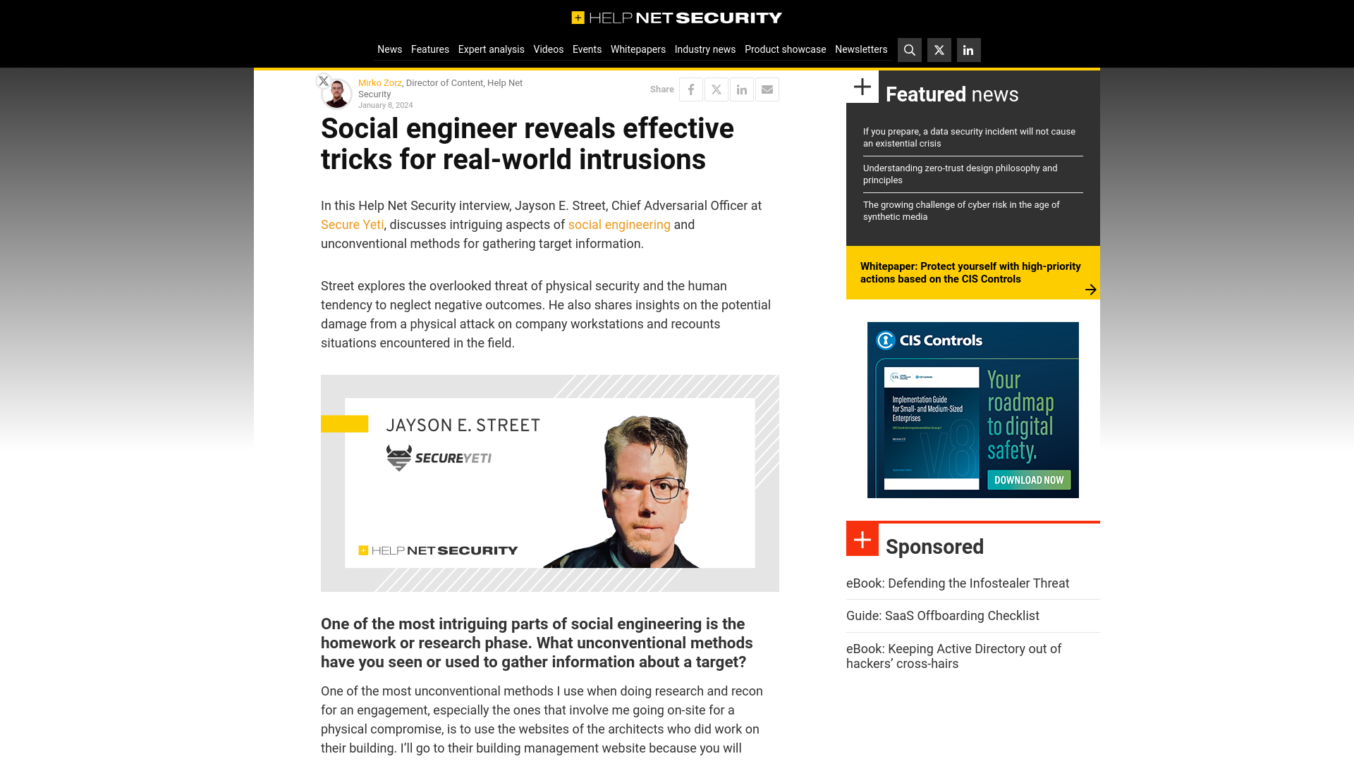 Social engineer reveals effective tricks for real-world intrusions - Help Net Security