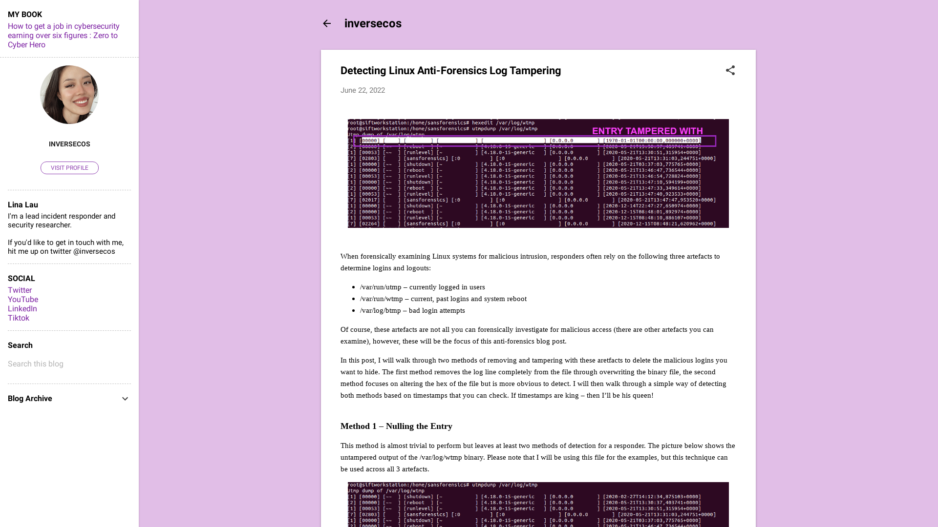 Detecting Linux Anti-Forensics Log Tampering