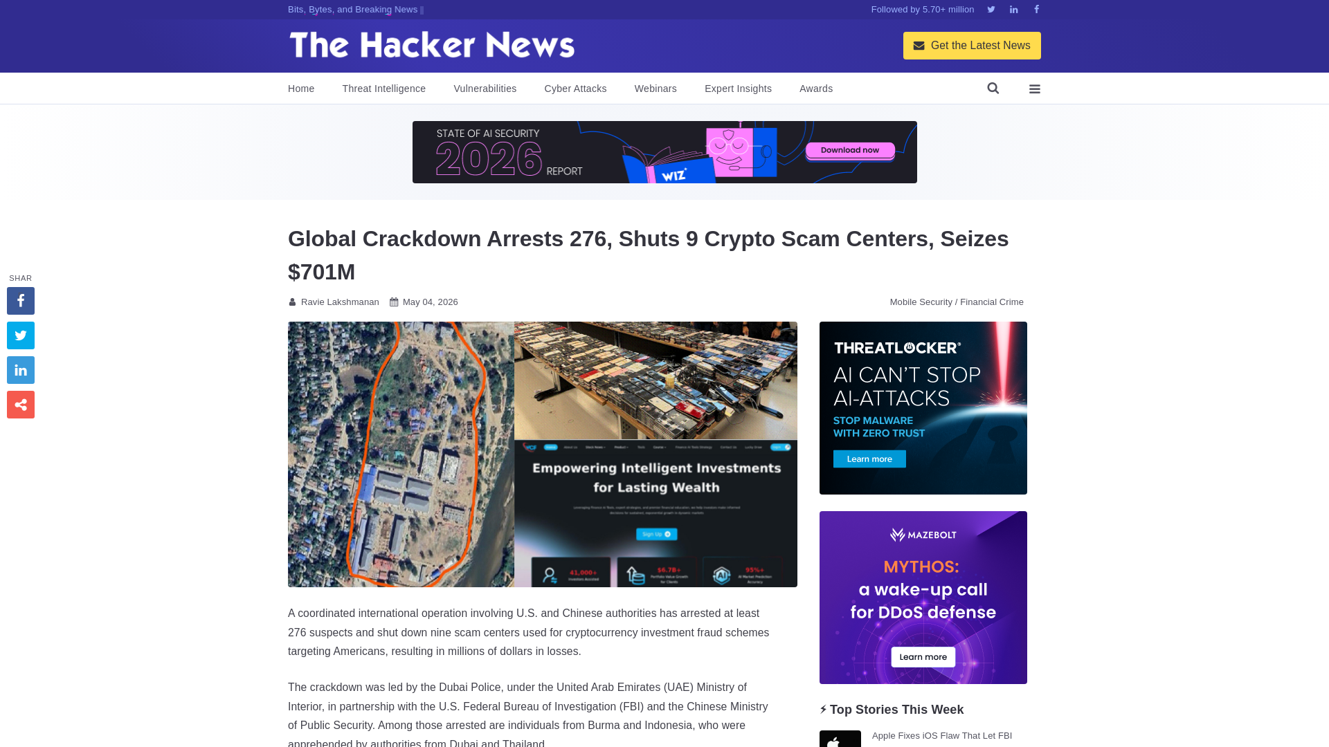 Global Crackdown Arrests 276, Shuts 9 Crypto Scam Centers, Seizes $701M