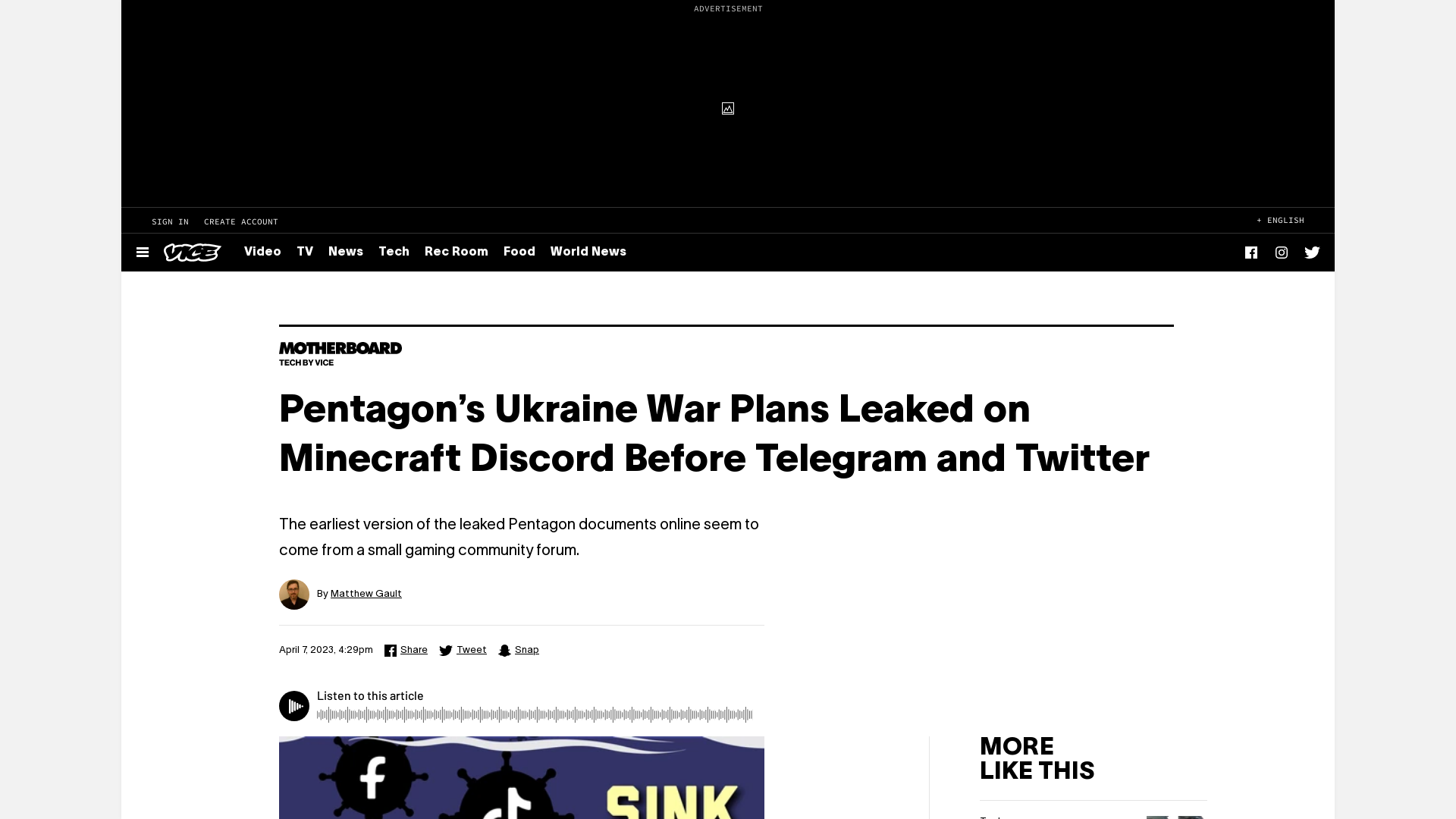 Pentagon’s Ukraine War Plans Leaked on Minecraft Discord Before Telegram and Twitter