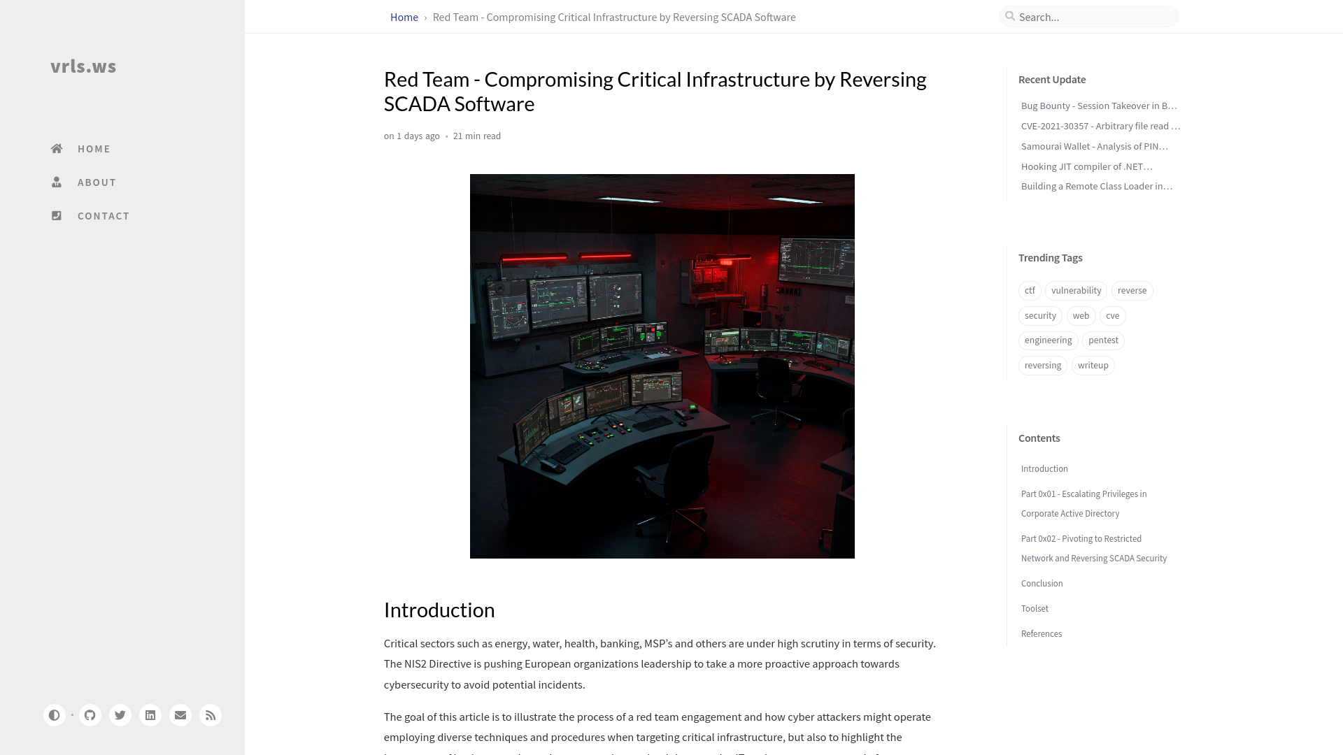 Red Team - Compromising Critical Infrastructure by Reversing SCADA Software | vrls.ws
