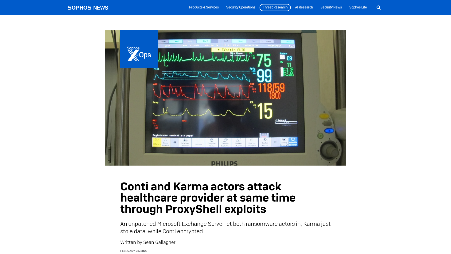 Conti and Karma actors attack healthcare provider at same time through ProxyShell exploits – Sophos News