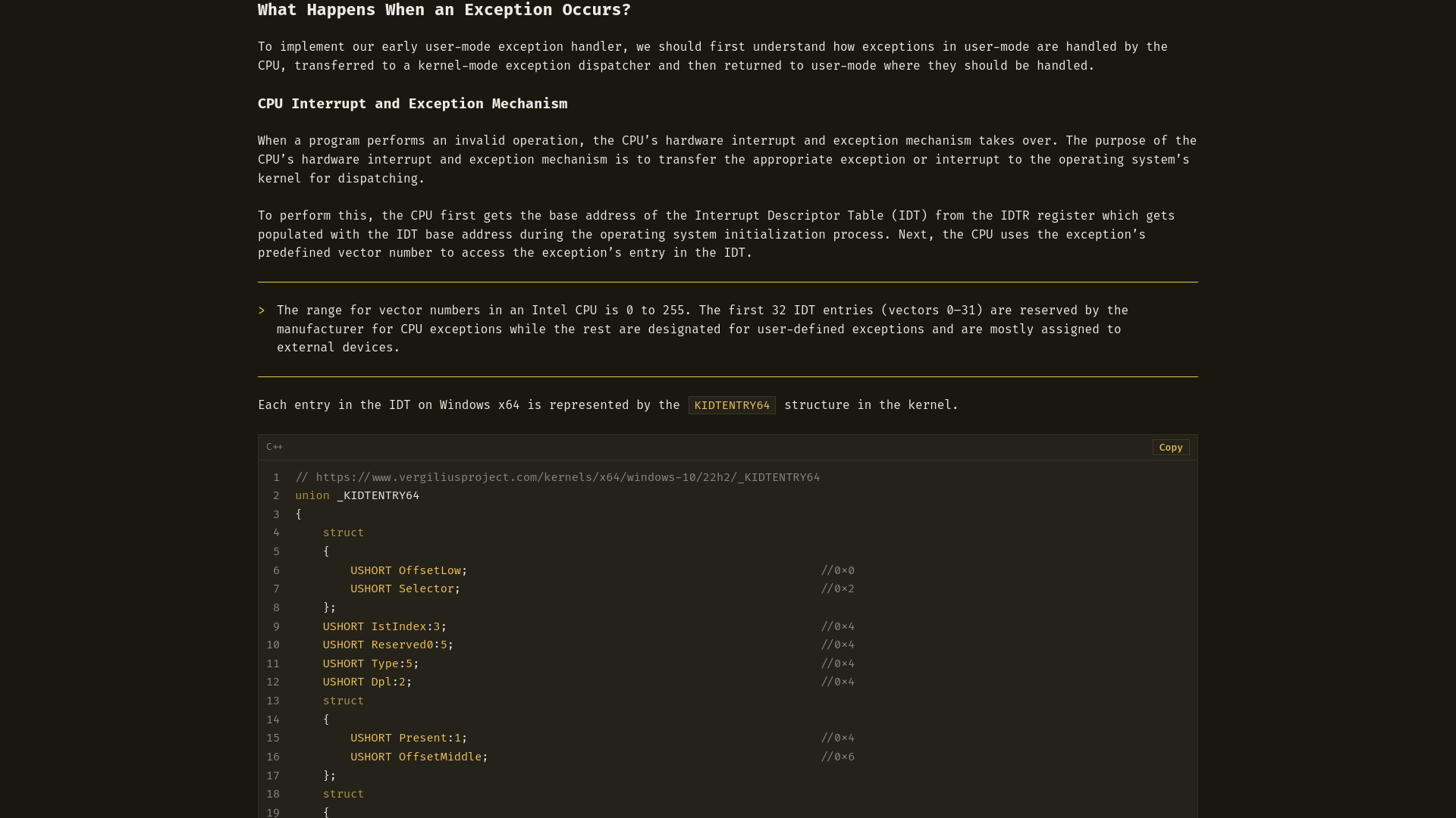Early Exception Handling