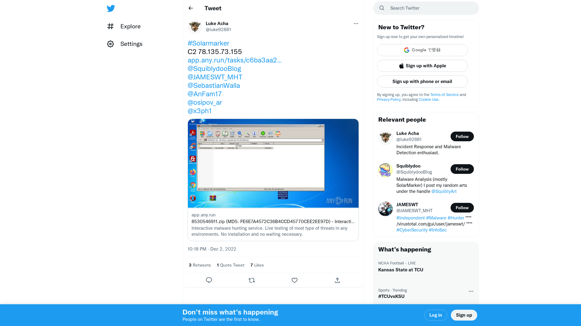 Luke Acha on Twitter: "#Solarmarker C2 78.135.73.155 https://t.co/XqHlCUIQhg @SquiblydooBlog @JAMESWT_MHT @SebastianWalla @AnFam17 @osipov_ar @x3ph1" / Twitter