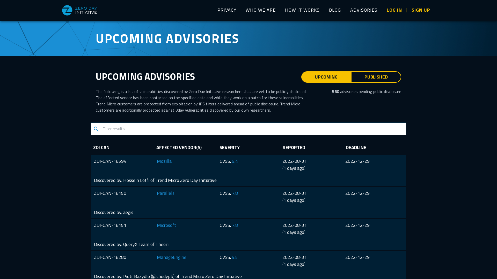 Upcoming | Zero Day Initiative