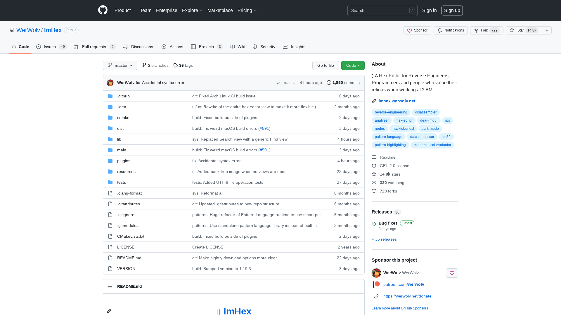 GitHub - WerWolv/ImHex: 🔍 A Hex Editor for Reverse Engineers, Programmers and people who value their retinas when working at 3 AM.