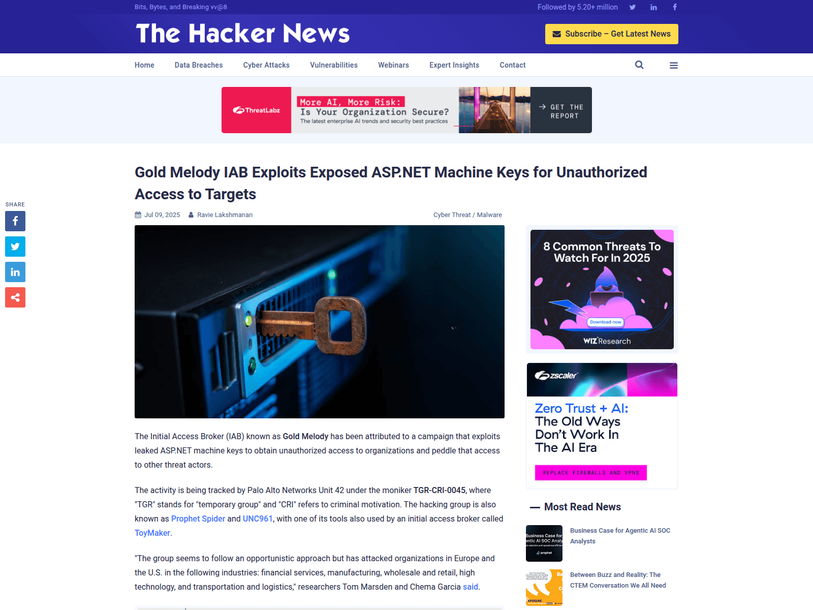 Gold Melody IAB Exploits Exposed ASP.NET Machine Keys for Unauthorized Access to Targets