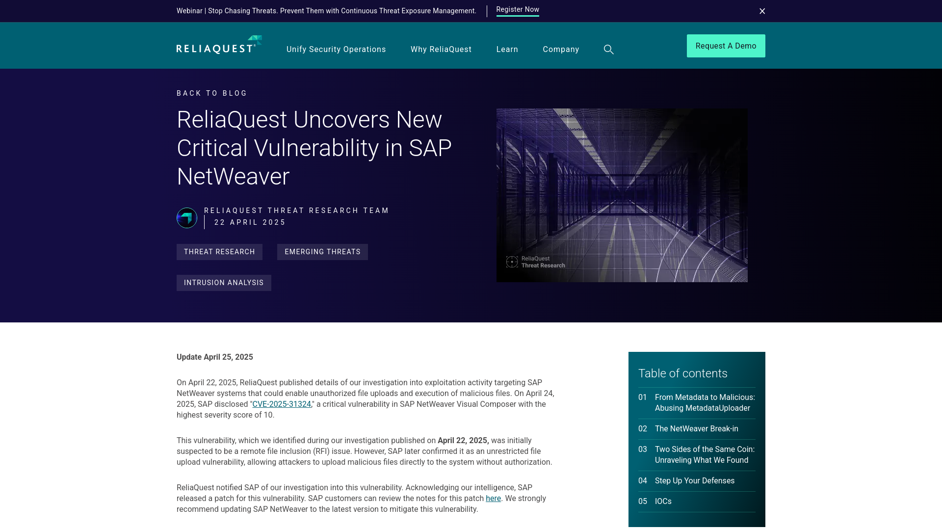 ReliaQuest Uncovers New Critical Vulnerability in SAP NetWeaver