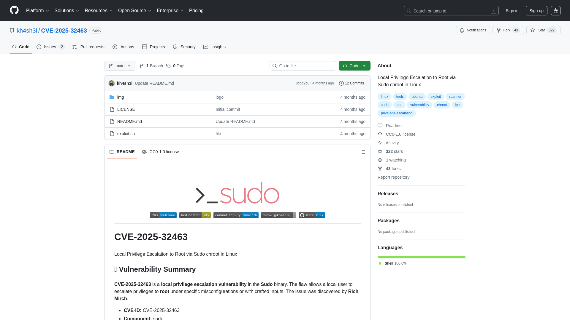 GitHub - kh4sh3i/CVE-2025-32463: Local Privilege Escalation to Root via Sudo chroot in Linux
