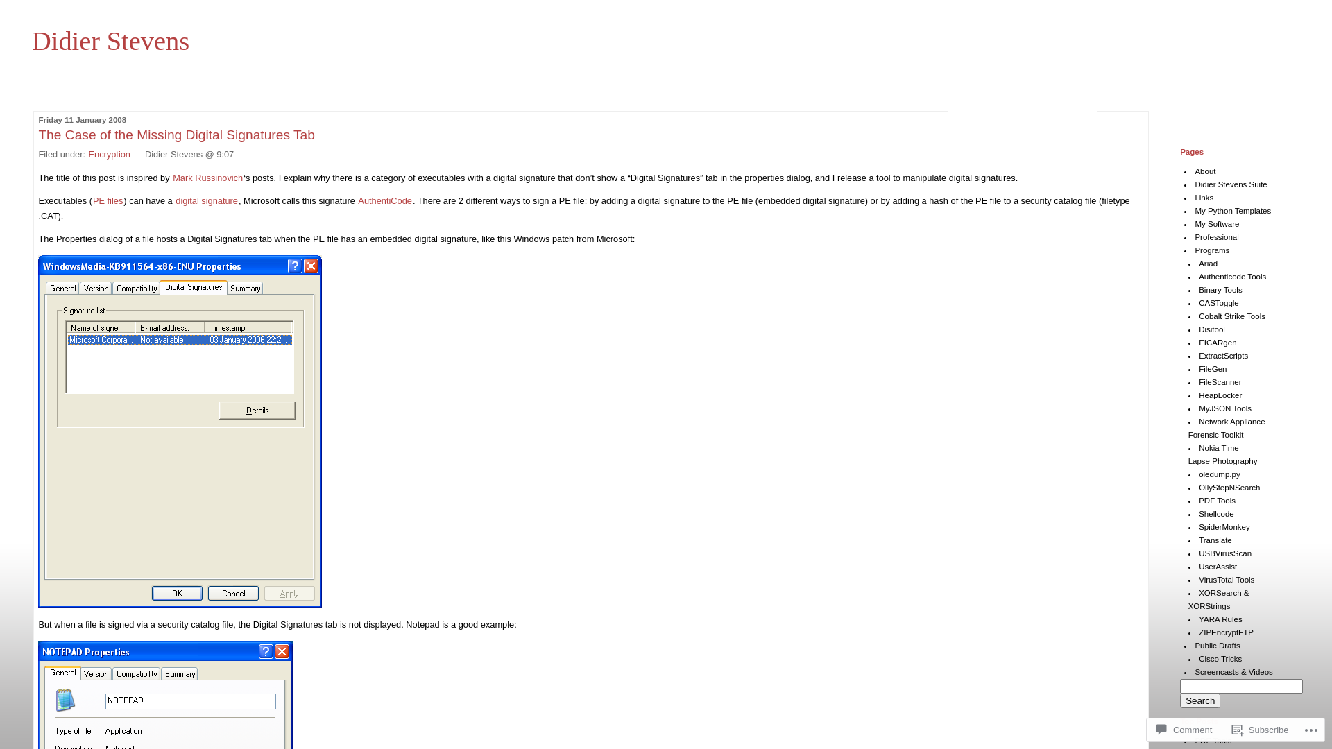 The Case of the Missing Digital Signatures Tab | Didier Stevens