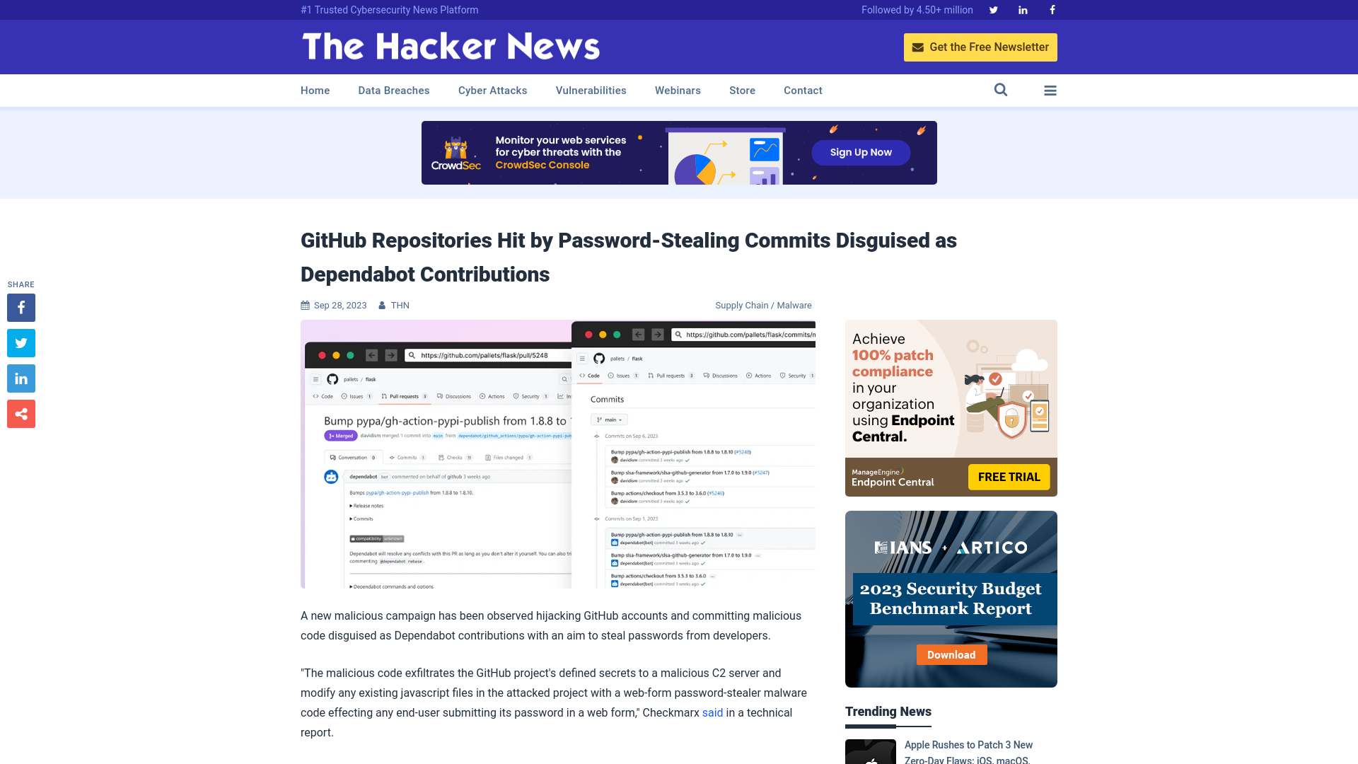 GitHub Repositories Hit by Password-Stealing Commits Disguised as Dependabot Contributions