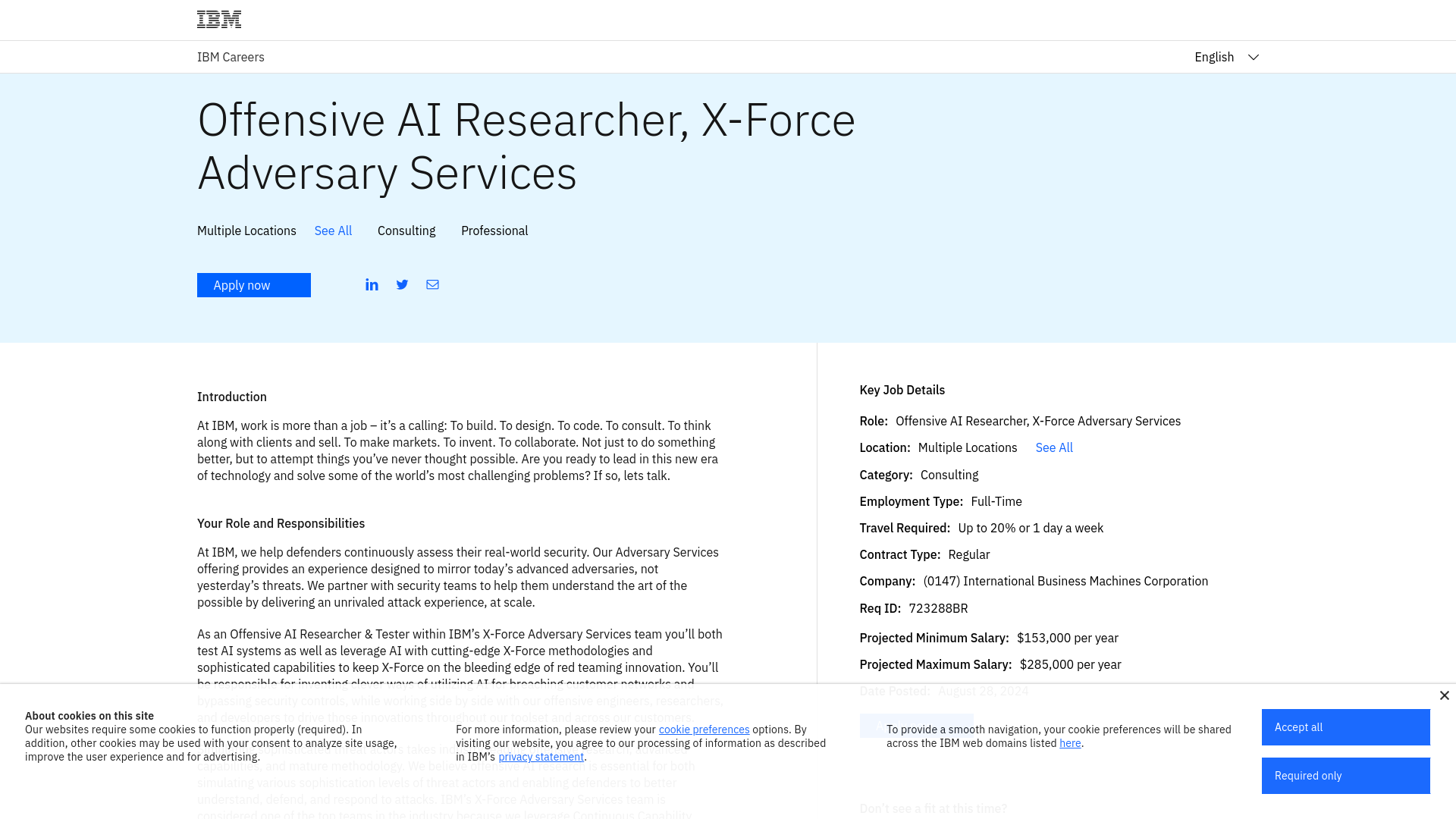 Offensive AI Researcher, X-Force Adversary Services - US | IBM