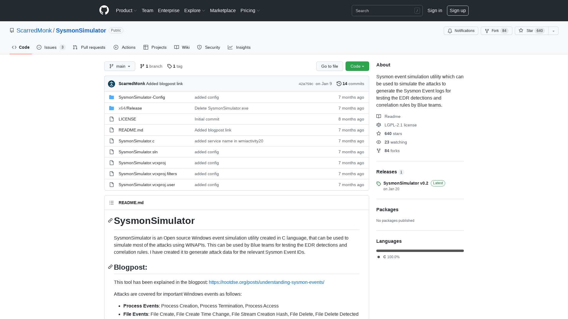 GitHub - ScarredMonk/SysmonSimulator: Sysmon event simulation utility which can be used to simulate the attacks to generate the Sysmon Event logs for testing the EDR detections and correlation rules by Blue teams.