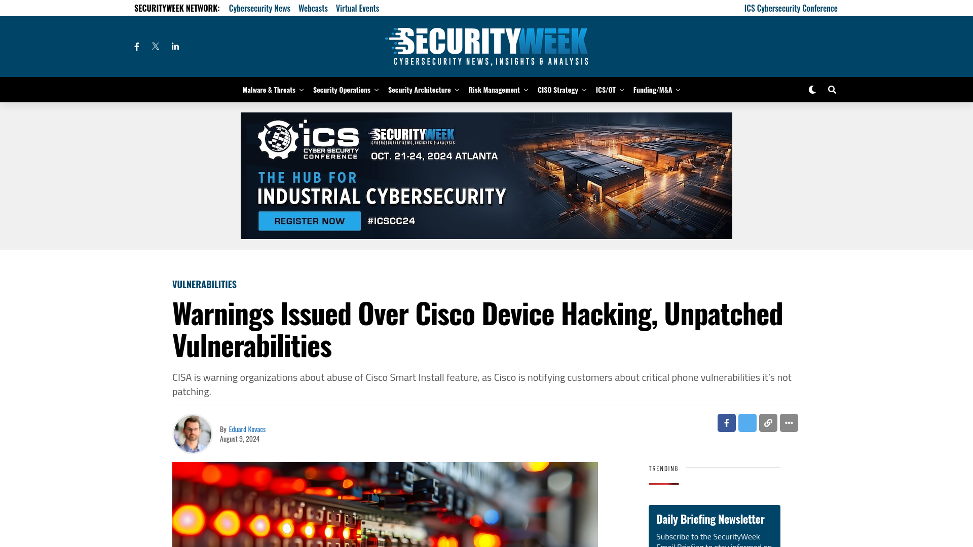 Warnings Issued Over Cisco Device Hacking, Unpatched Vulnerabilities - SecurityWeek