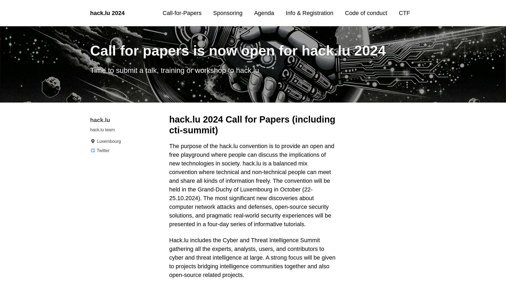 Call for papers is now open for hack.lu 2024 - hack.lu 2024