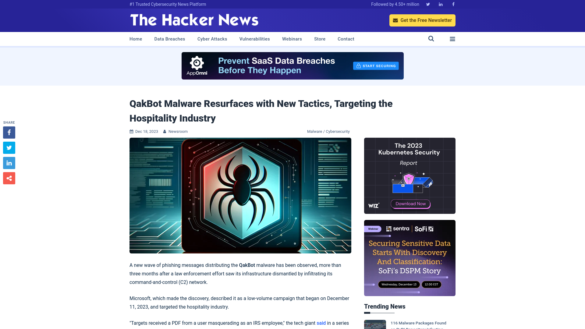 QakBot Malware Resurfaces with New Tactics, Targeting the Hospitality Industry