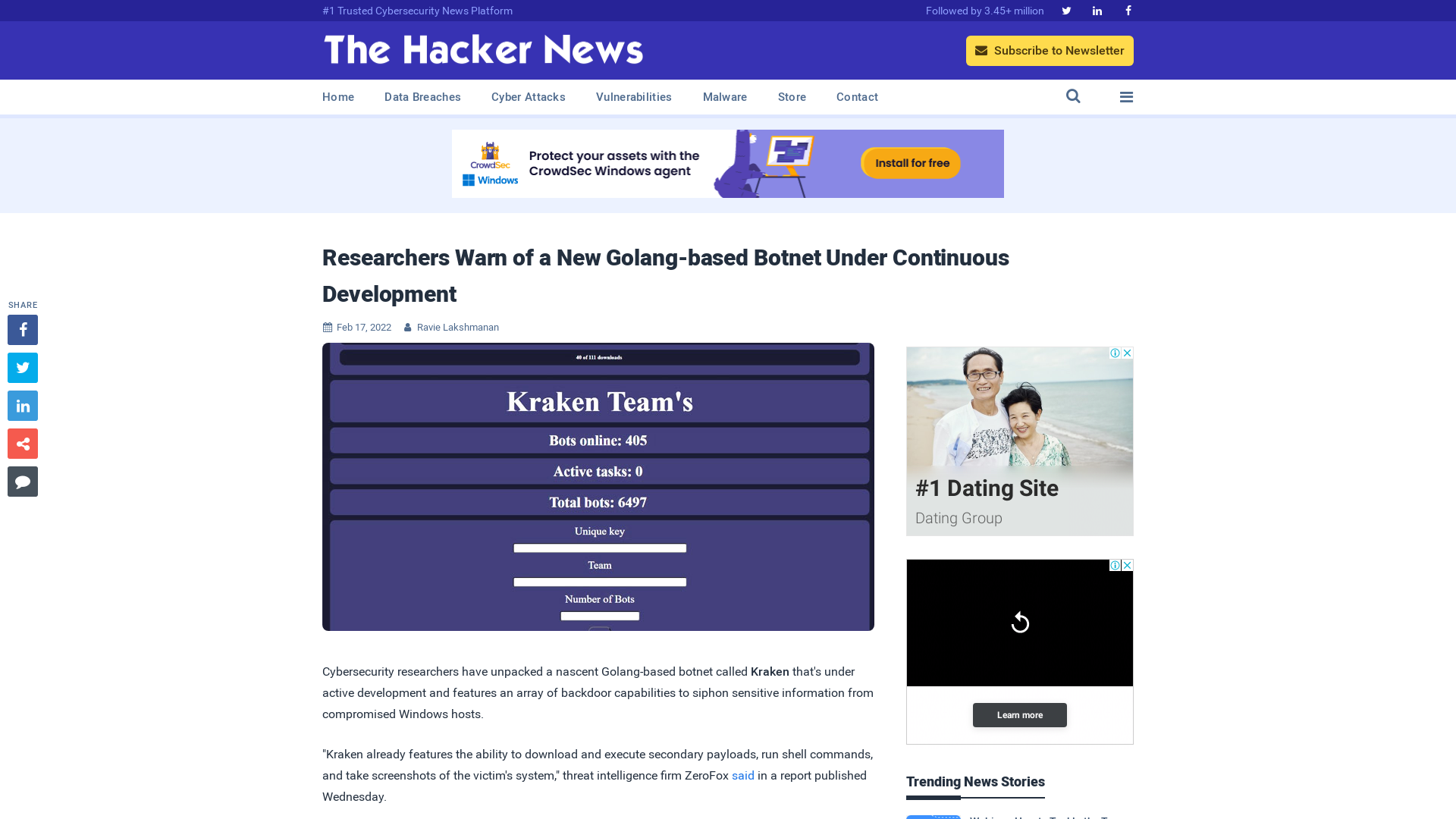 Researchers Warn of a New Golang-based Botnet Under Continuous Development