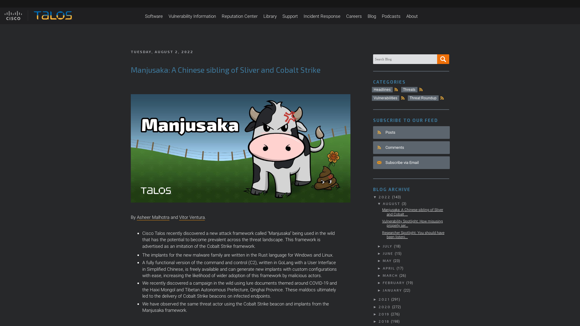 Cisco Talos Intelligence Group - Comprehensive Threat Intelligence: Manjusaka: A Chinese sibling of Sliver and Cobalt Strike