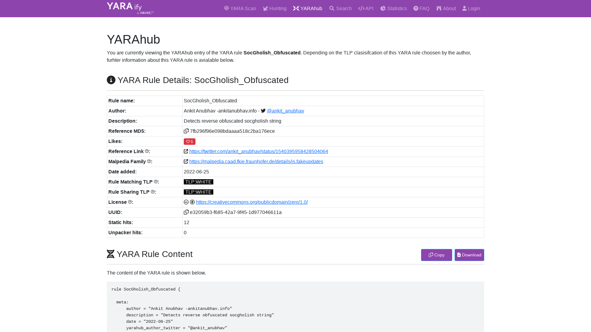 YARAify | Rule SocGholish_Obfuscated