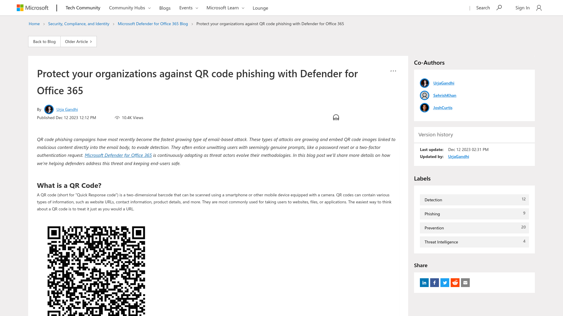 Protect your organizations against QR code phishing with Defender for Office 365 - Microsoft Community Hub