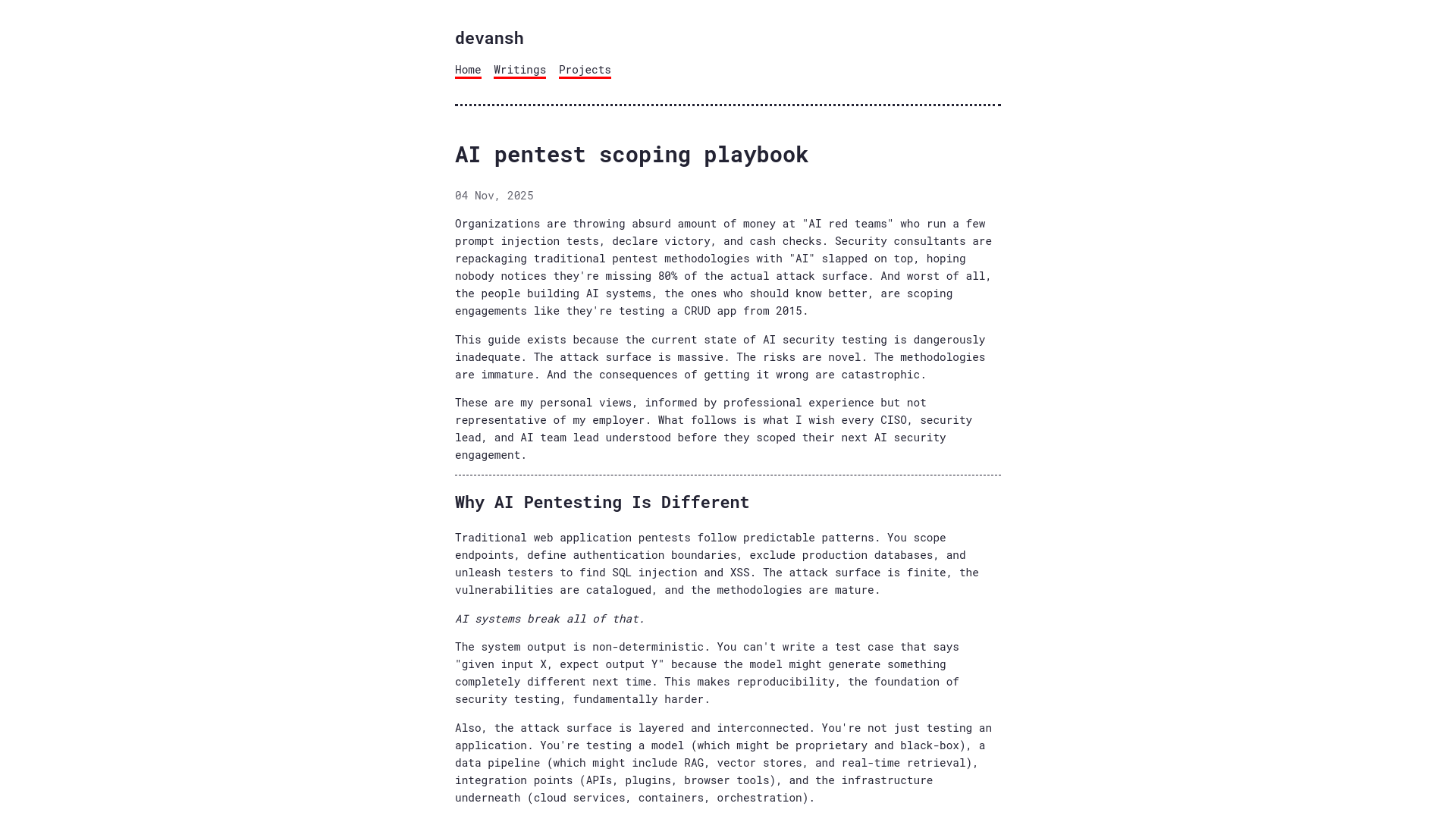 AI pentest scoping playbook | devansh