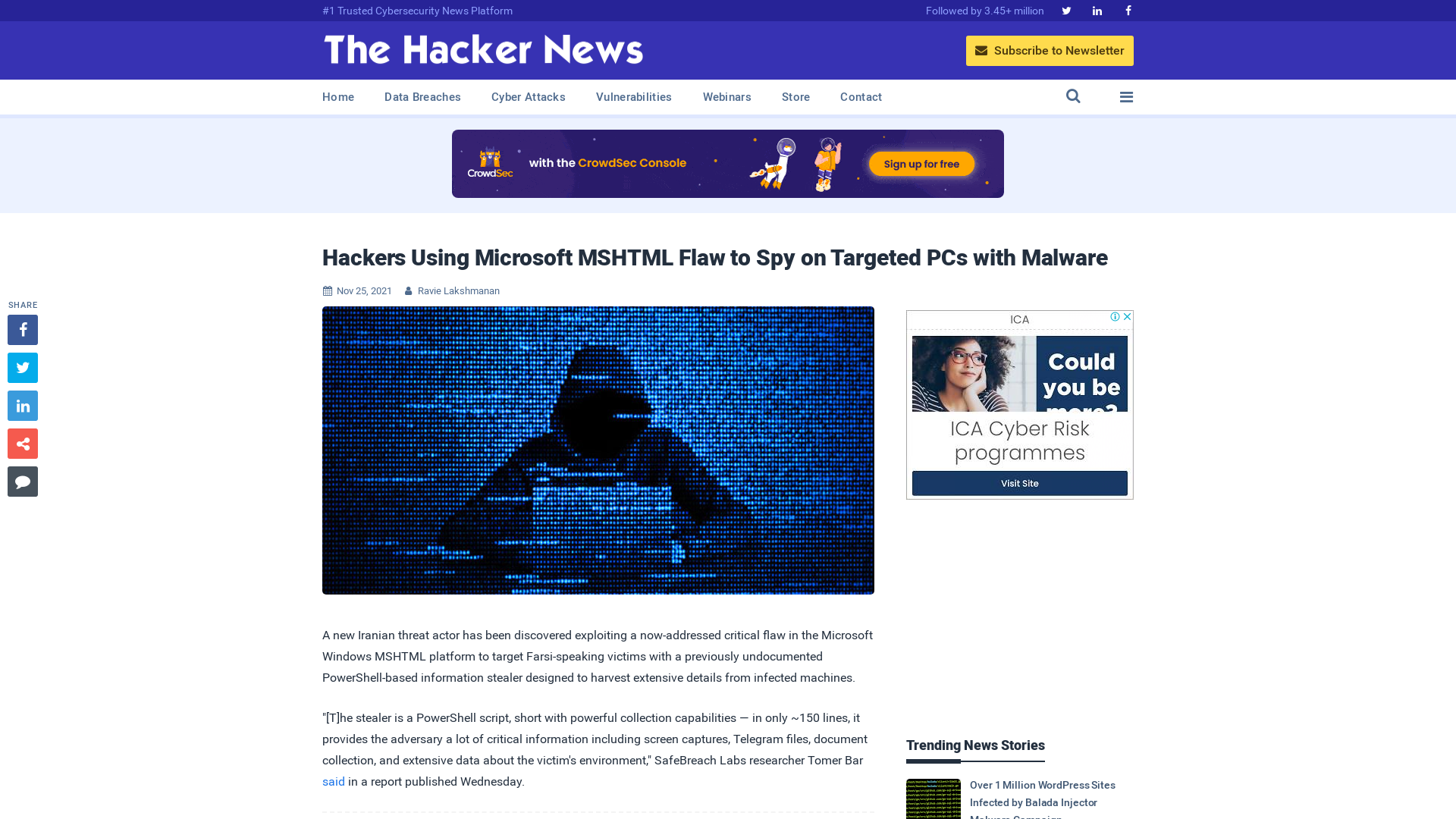 Hackers Using Microsoft MSHTML Flaw to Spy on Targeted PCs with Malware