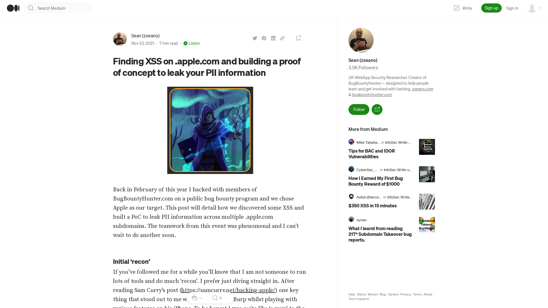Finding XSS on .apple.com and building a proof of concept to leak your PII information | by Sean (zseano) | Medium