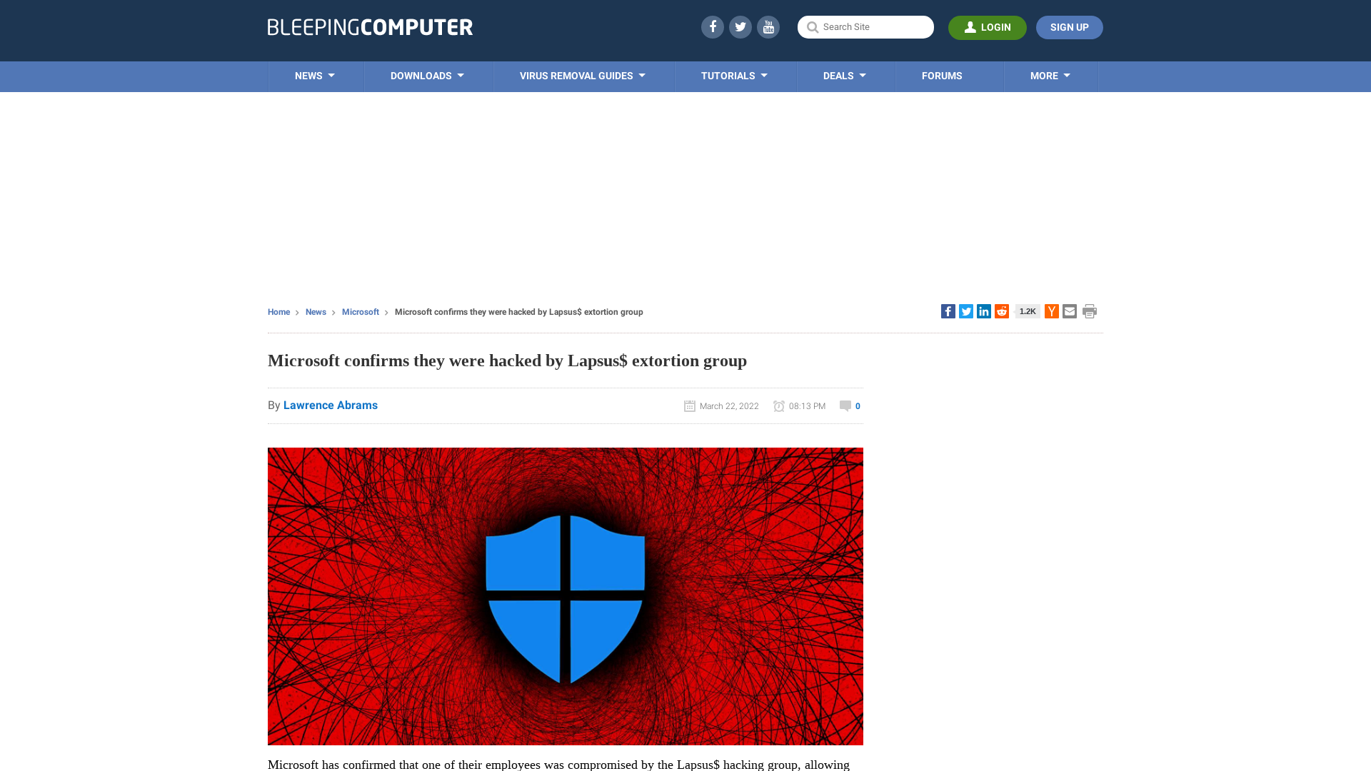 Microsoft confirms they were hacked by Lapsus$ extortion group