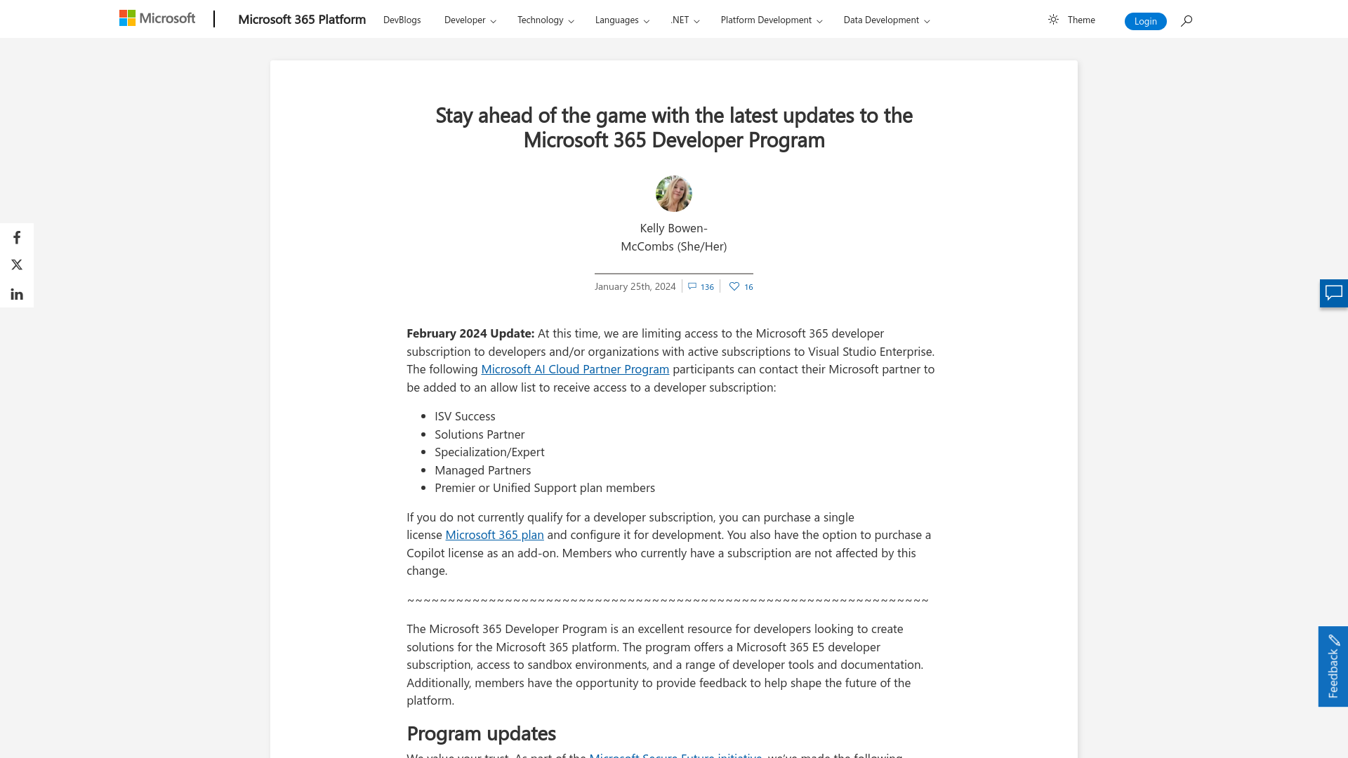 Latest updates to the Microsoft 365 Developer Program