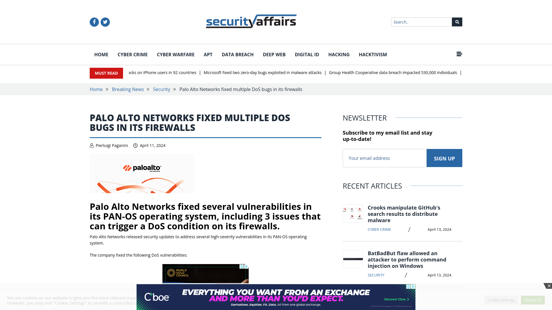 Palo Alto Networks fixed multiple DoS bugs in its firewalls