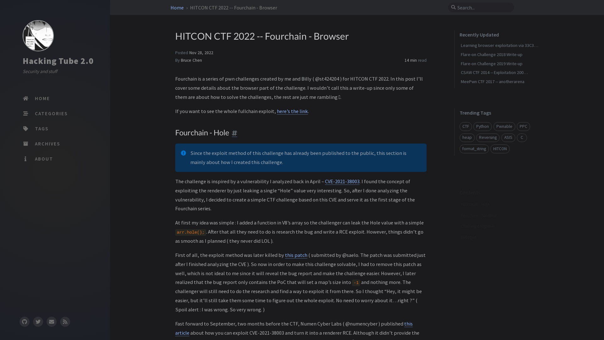 HITCON CTF 2022 -- Fourchain - Browser | Hacking Tube 2.0