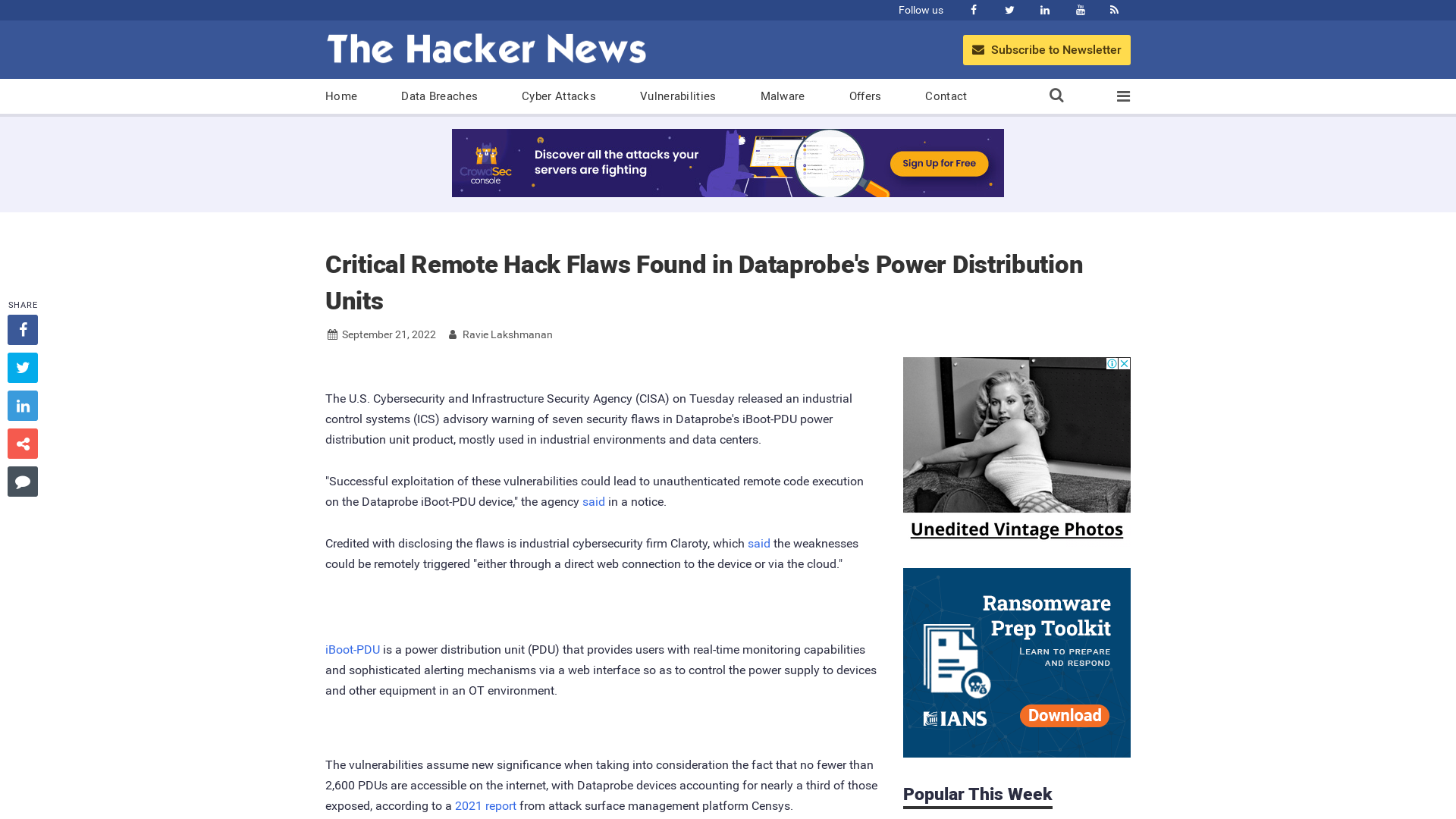Critical Remote Hack Flaws Found in Dataprobe's Power Distribution Units