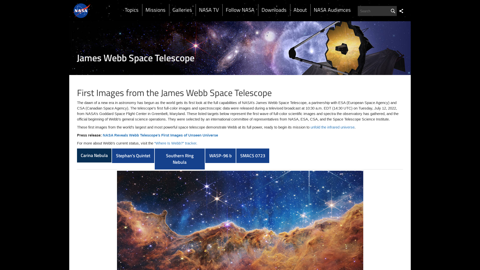 First Images from the James Webb Space Telescope | NASA