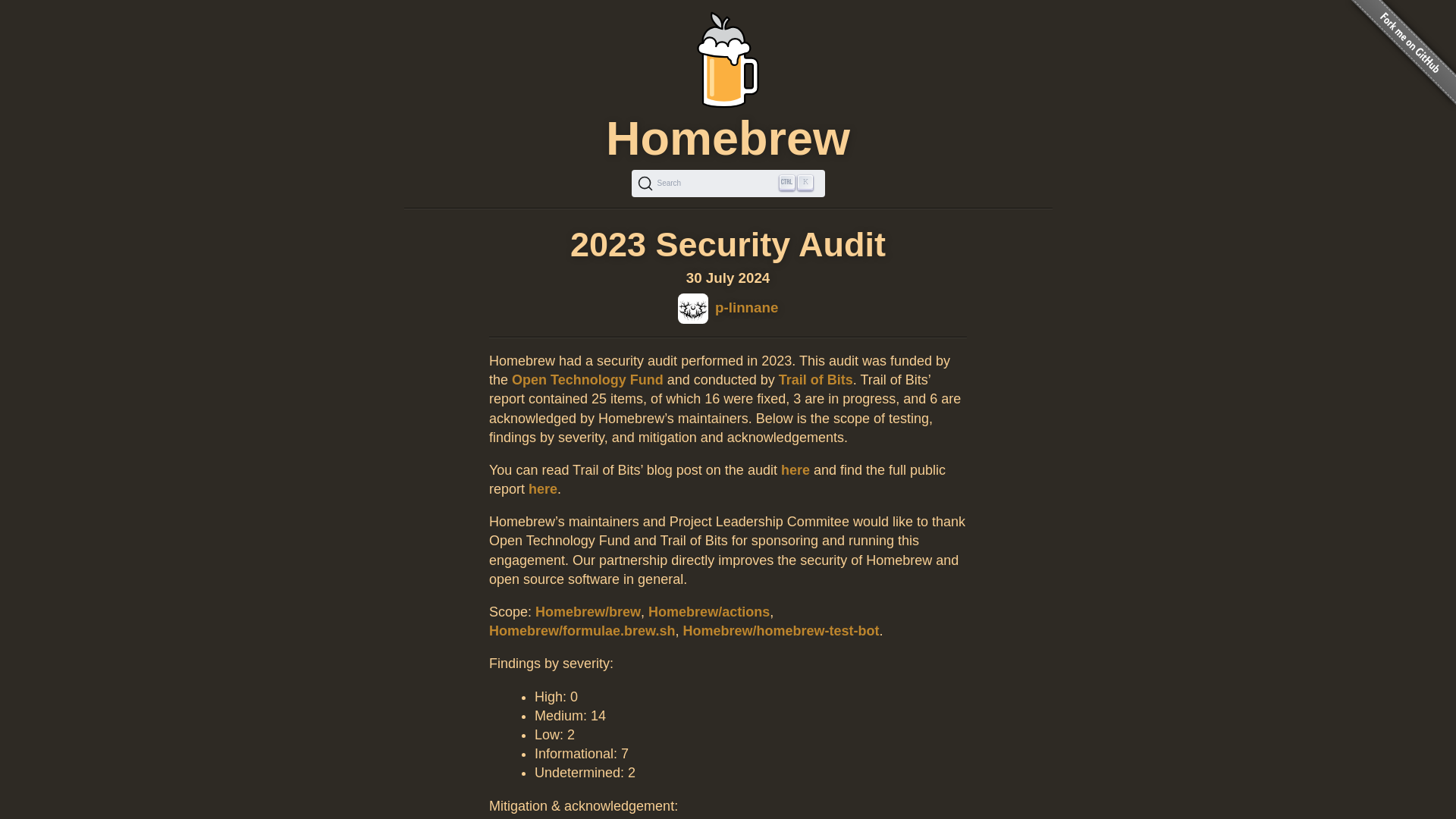 2023 Security Audit — Homebrew