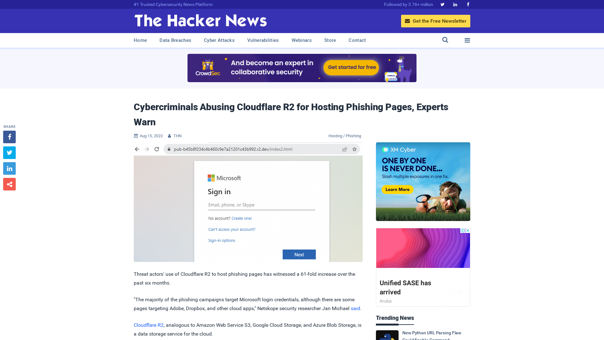 Cybercriminals Abusing Cloudflare R2 for Hosting Phishing Pages, Experts Warn