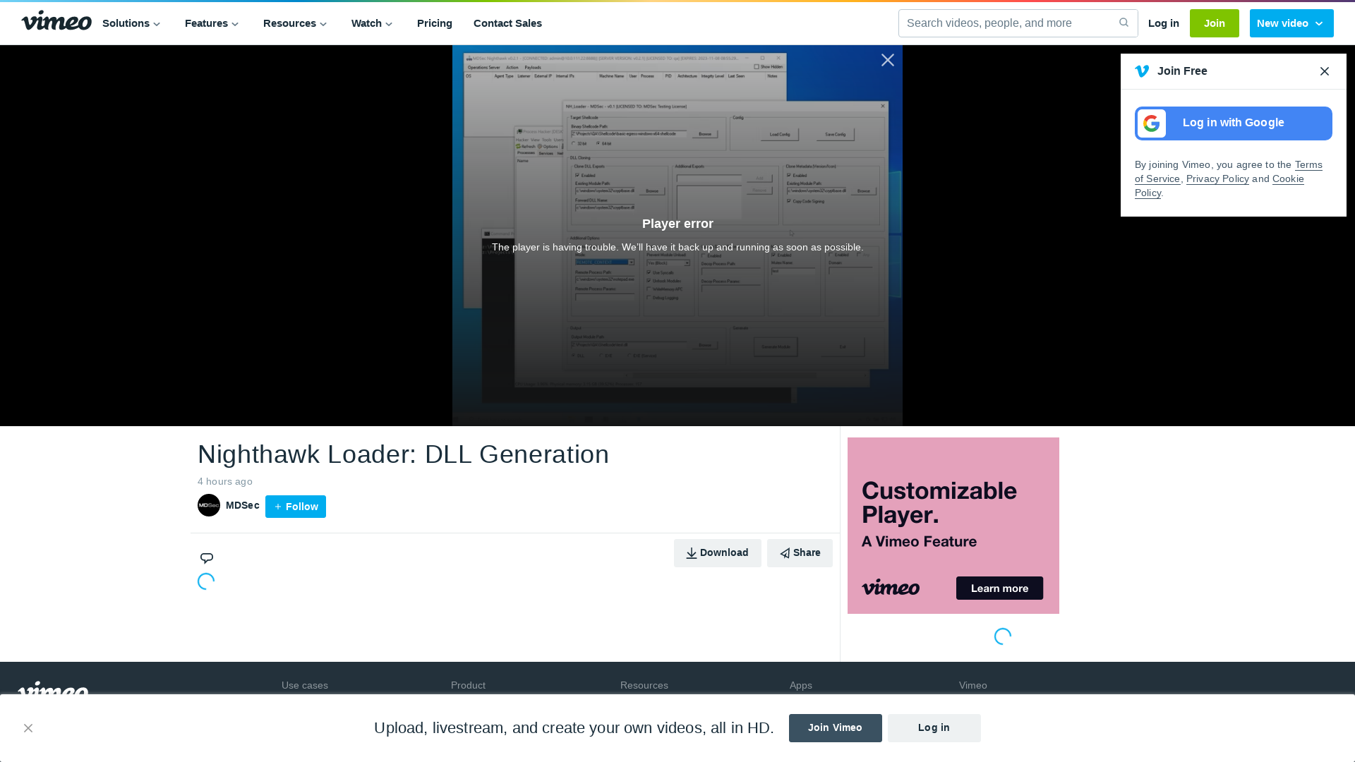 Nighthawk Loader: DLL Generation on Vimeo