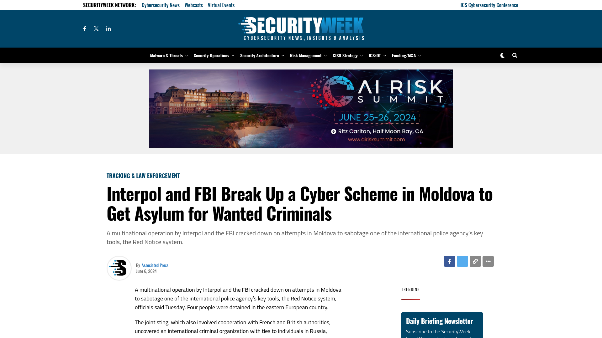 Interpol and FBI Break Up a Cyber Scheme in Moldova to Get Asylum for Wanted Criminals - SecurityWeek