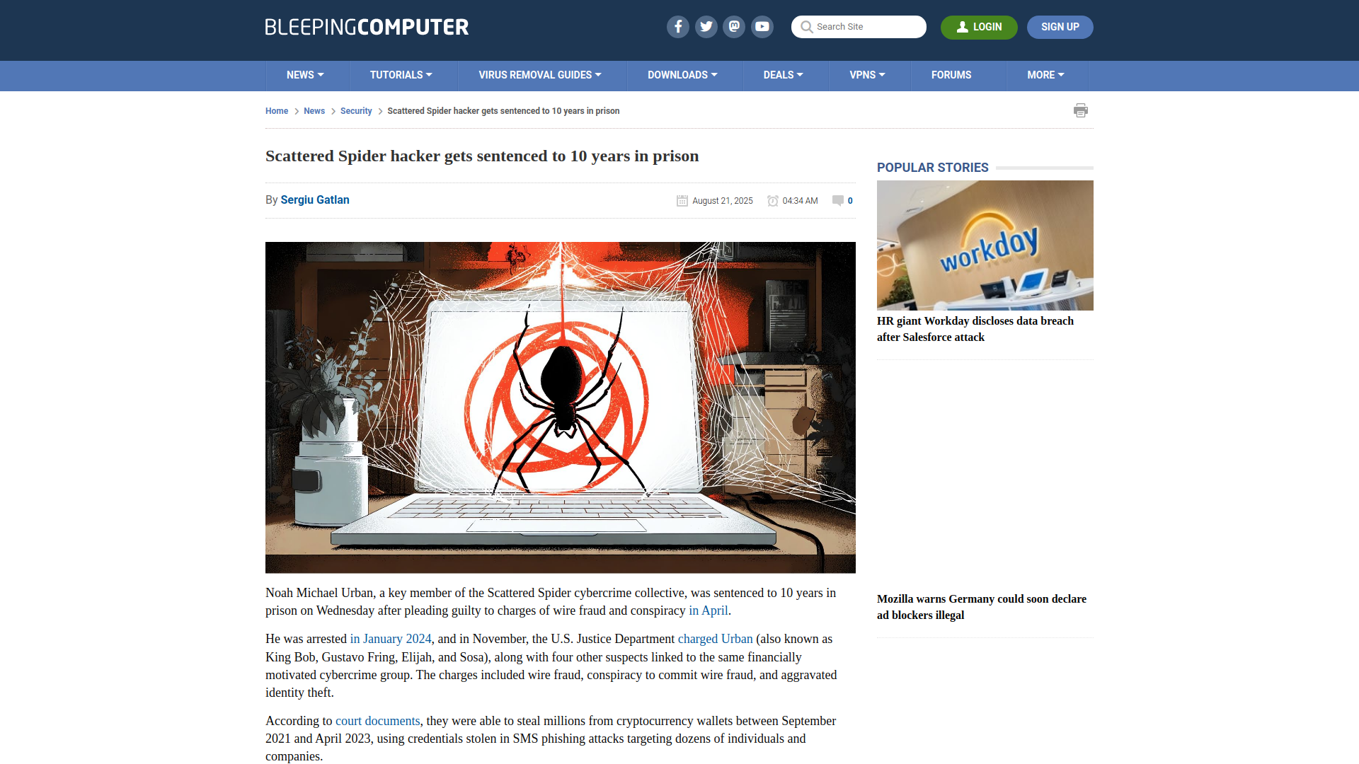Scattered Spider hacker gets sentenced to 10 years in prison