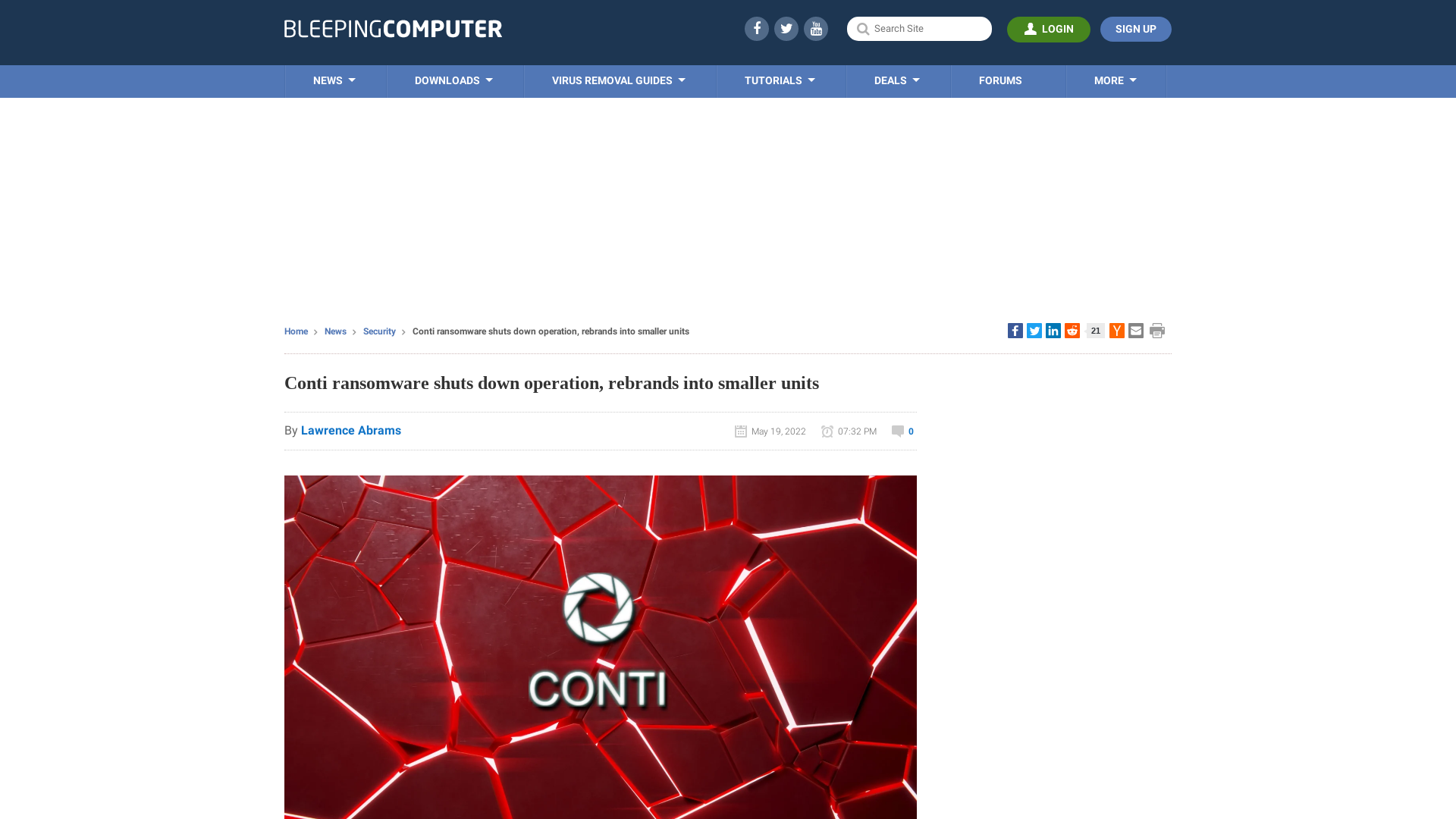 Conti ransomware shuts down operation, rebrands into smaller units