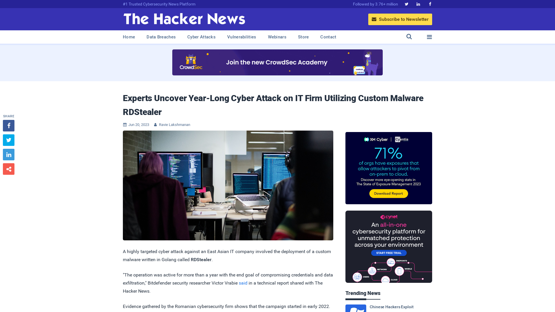 Experts Uncover Year-Long Cyber Attack on IT Firm Utilizing Custom Malware RDStealer