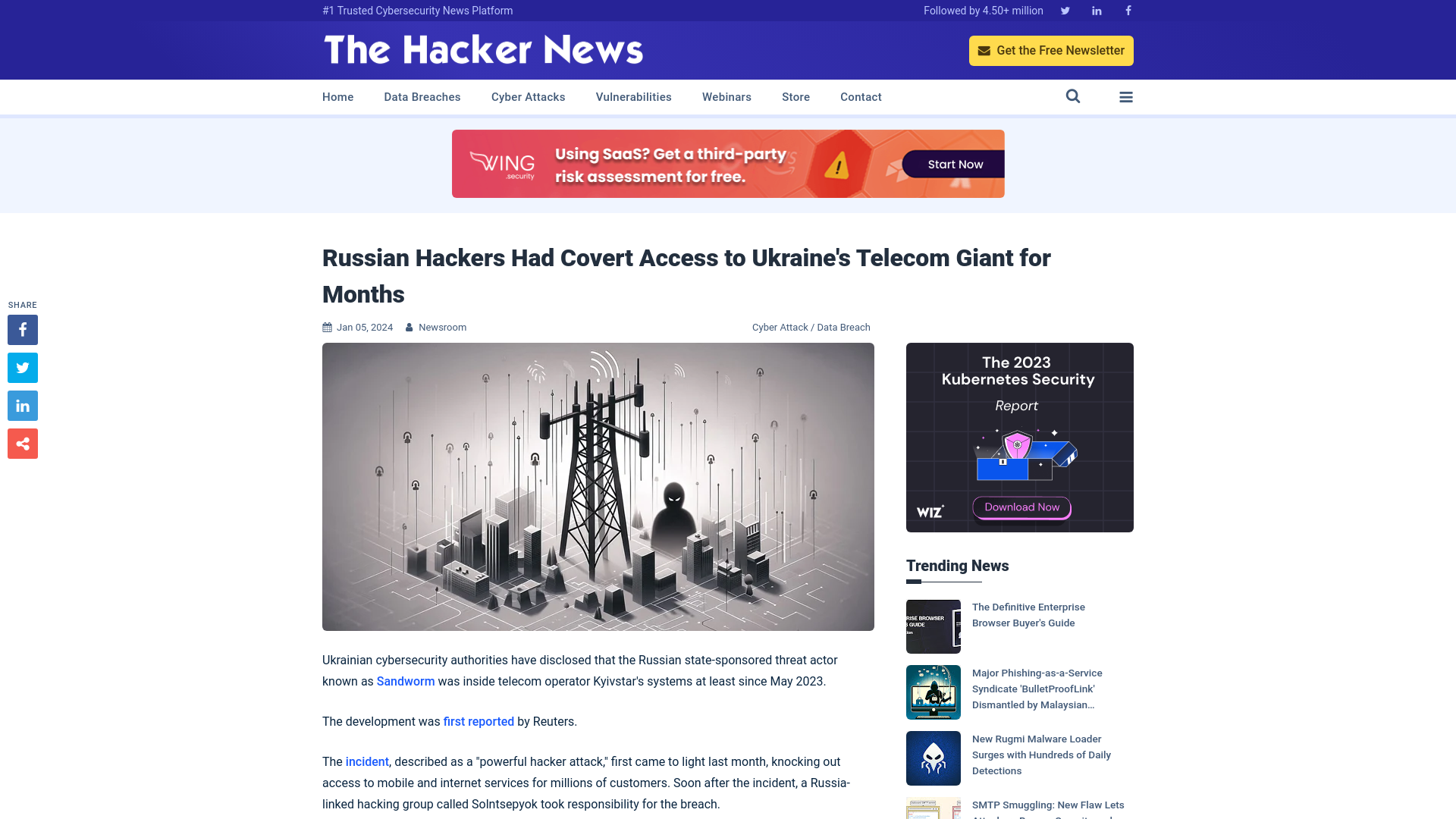 Russian Hackers Had Covert Access to Ukraine's Telecom Giant for Months