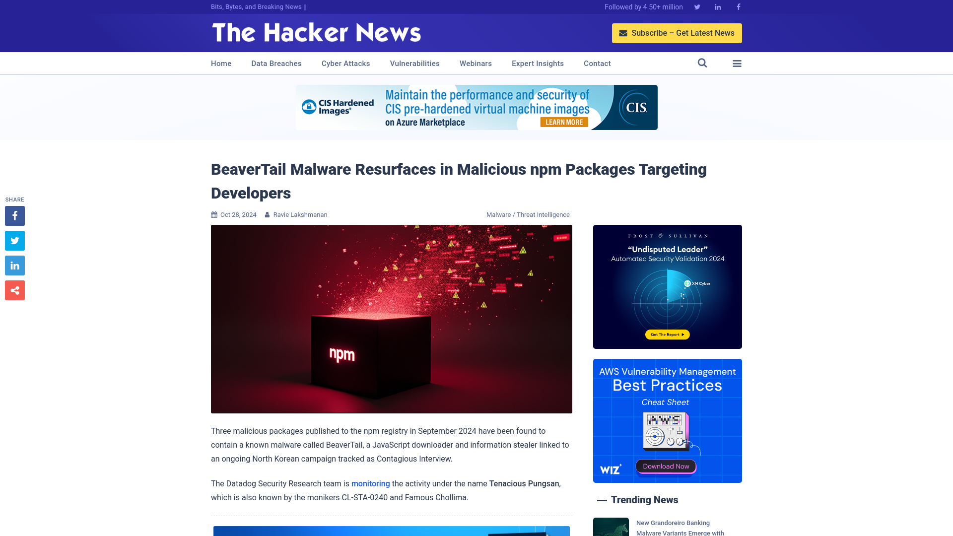 BeaverTail Malware Resurfaces in Malicious npm Packages Targeting Developers