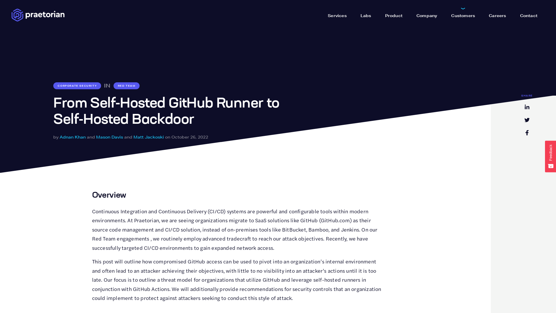 Self-Hosted GitHub Runners Are Backdoors - Praetorian