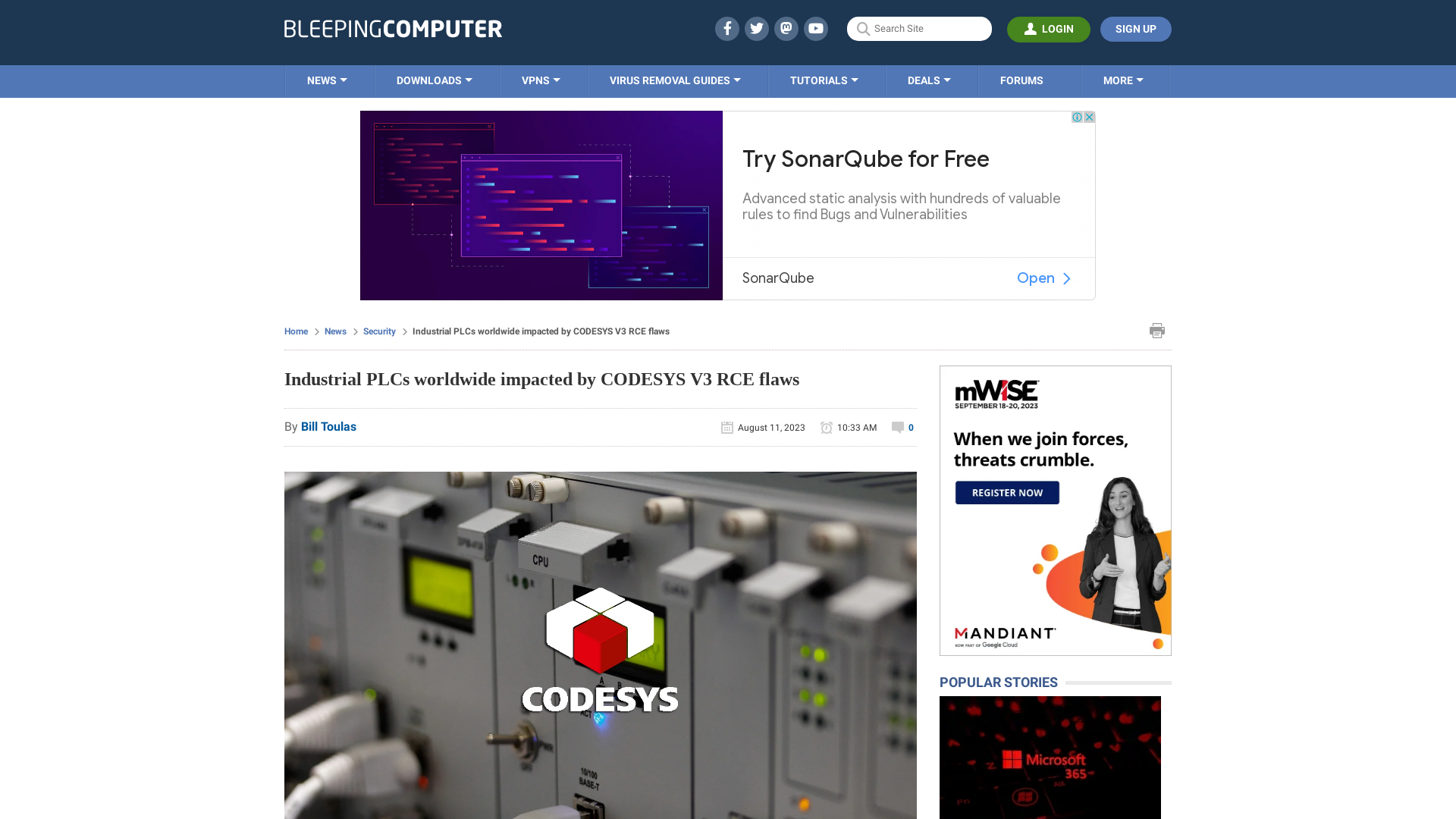 Industrial PLCs worldwide impacted by CODESYS V3 RCE flaws