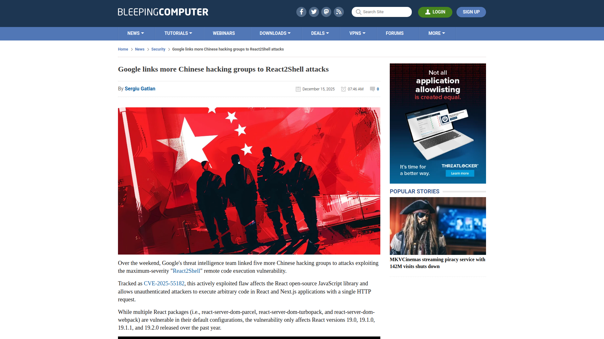 Google links more Chinese hacking groups to React2Shell attacks
