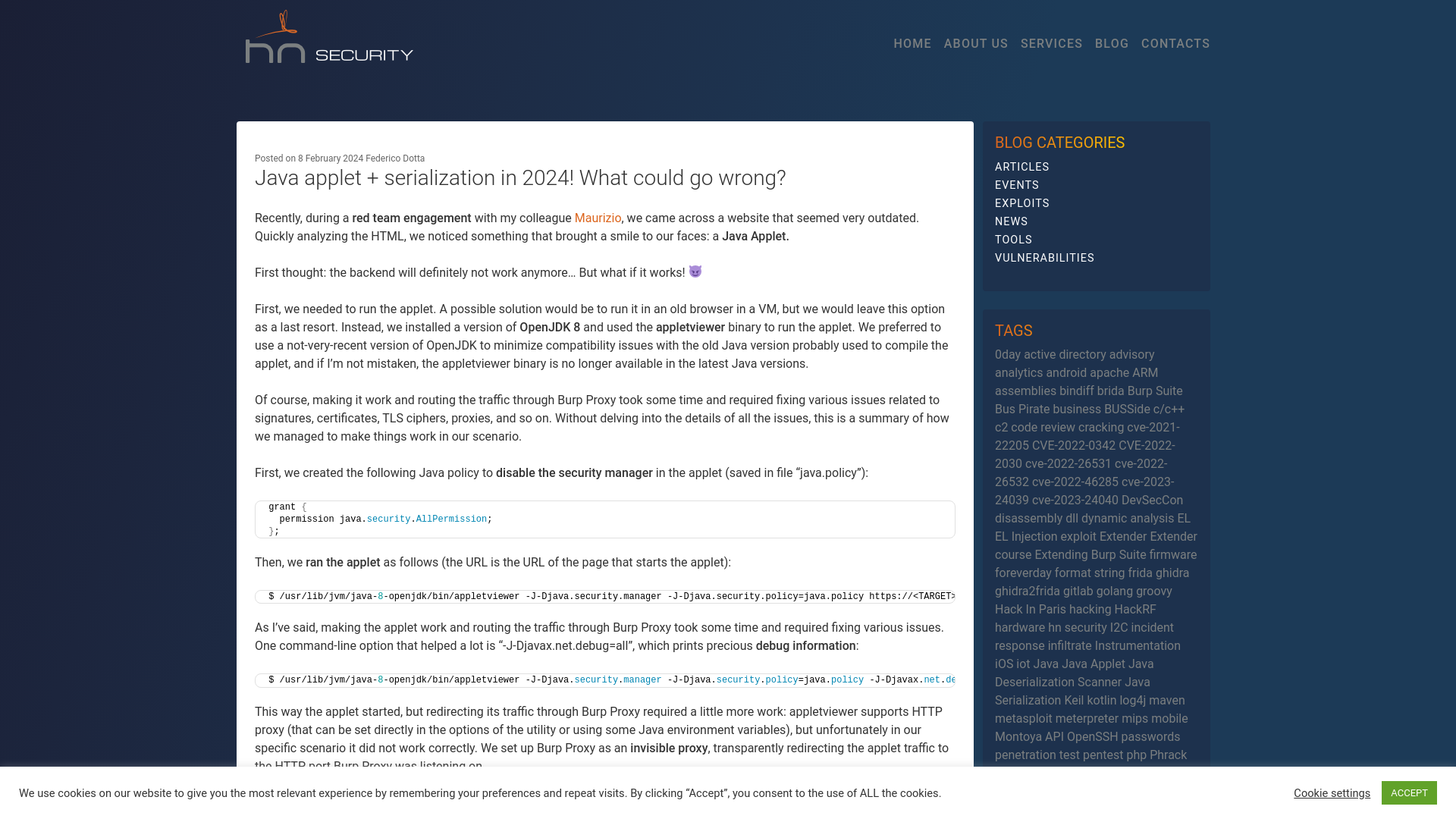 Java applet + serialization in 2024! What could go wrong? - hn security