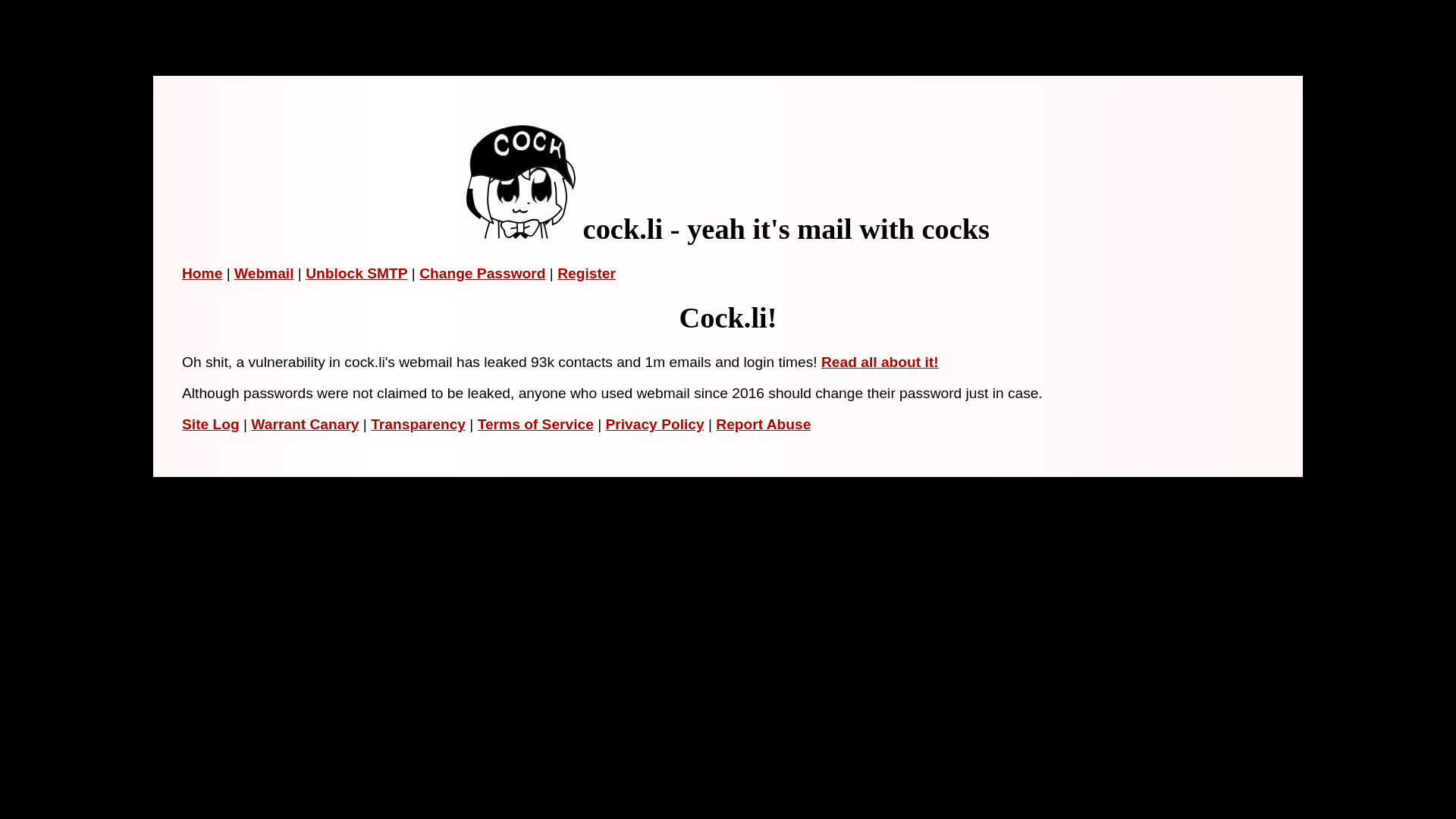 Home — Cock.li E-mail Hosting
