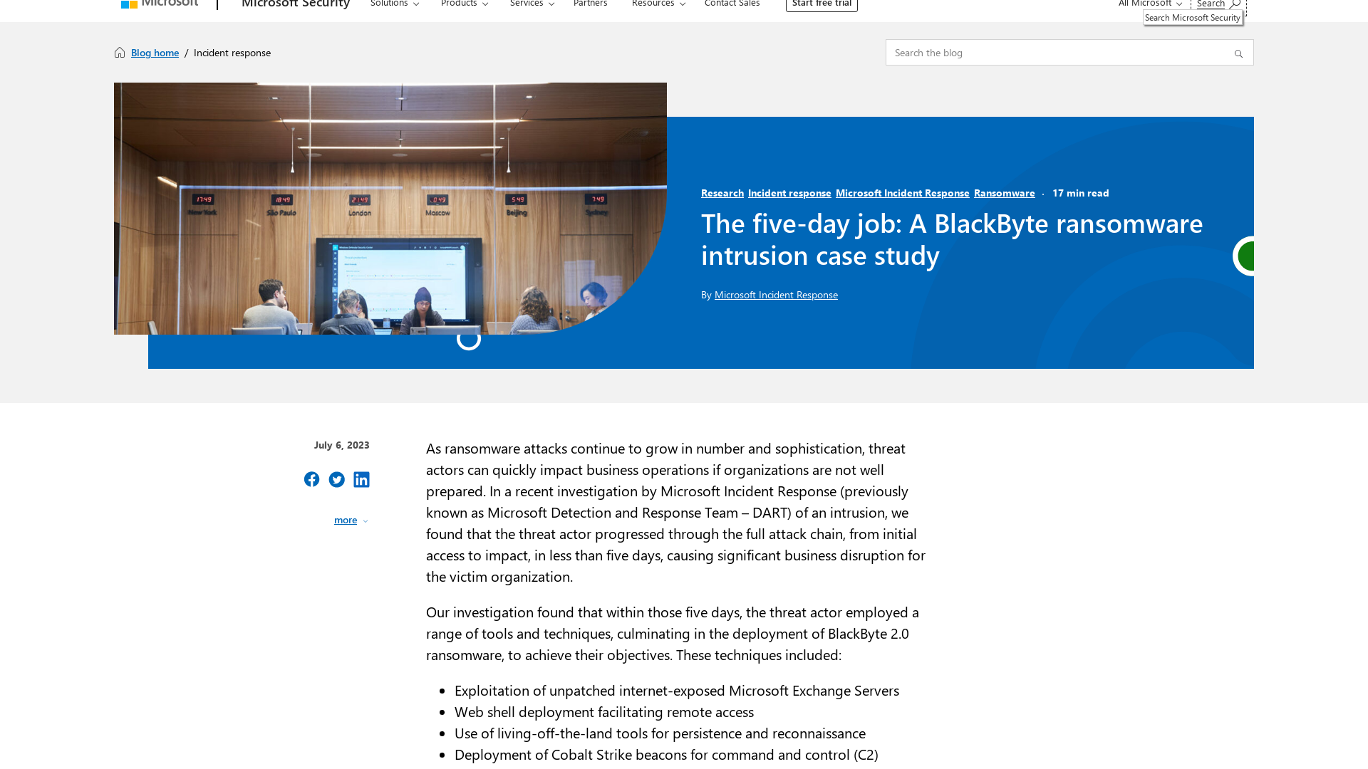 The five-day job: A BlackByte ransomware intrusion case study | Microsoft Security Blog